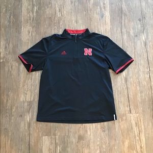 Men’s Adidas Large Black Nebraska Quarter-Zip Tee